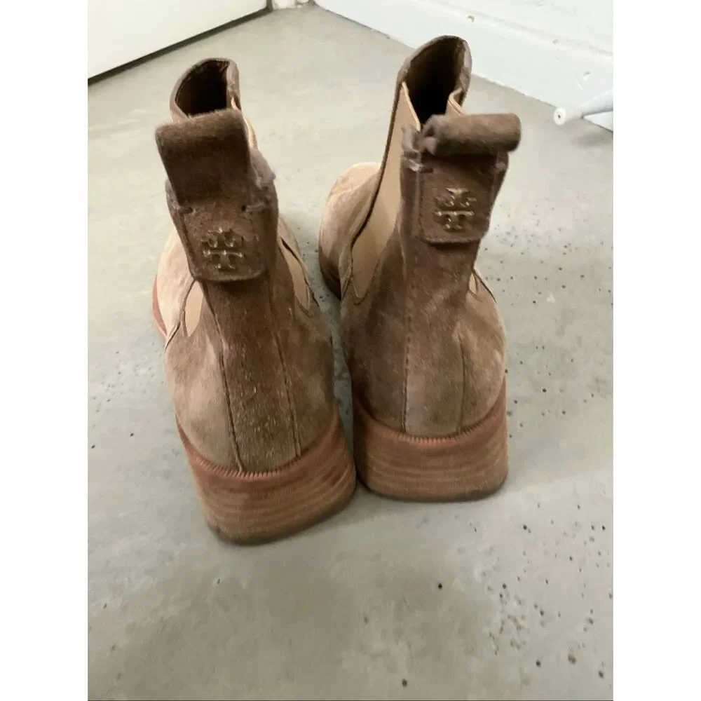 Tory Burch Chelsea Casual 35MM Suede Bootie | Tan in 7.5
